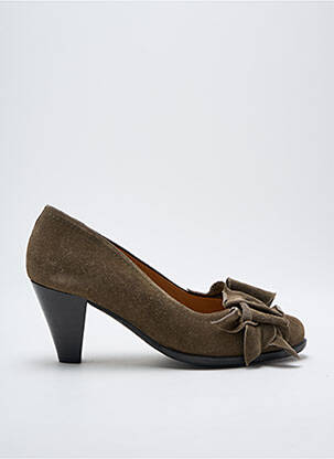 Pantofi cu toc nubuc toc de 4 la 6 cm verde FRANCE MODE femeie
