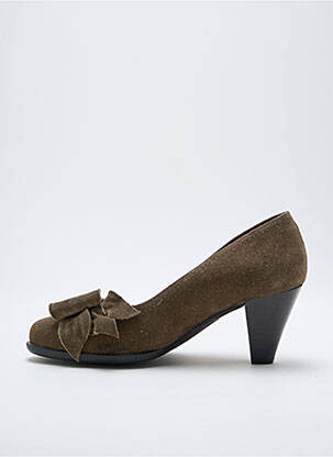 Pantofi cu toc nubuc toc de 4 la 6 cm verde FRANCE MODE femeie