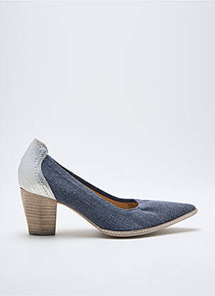 Pantofi cu toc țesătură satinată toc de 4 la 6 cm albastru FRANCE MODE femeie