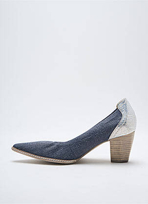 Pantofi cu toc țesătură satinată toc de 4 la 6 cm albastru FRANCE MODE femeie