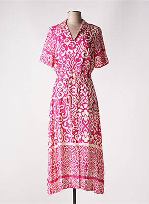 Rochie lungă mâneci scurte mâneci scurte roz GEISHA femeie