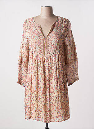 Rochie midi imprimeu floral mâneci lungi bej NEKANE femeie
