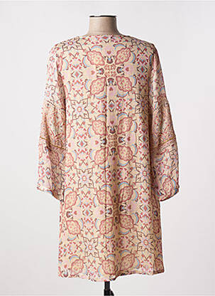 Rochie midi imprimeu floral mâneci lungi bej NEKANE femeie