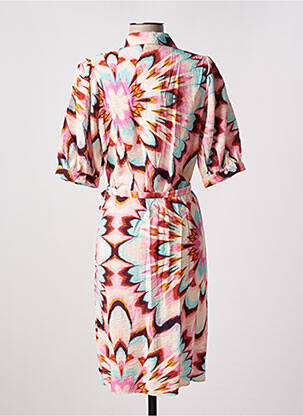 Rochie midi imprimeu fantezie mâneci scurte roz GEISHA femeie