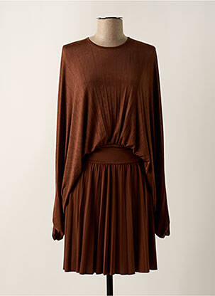Rochie midi mâneci 3/4 mâneci 3/4 maro RELISH femeie