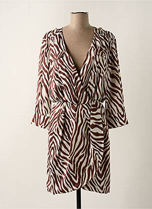Rochie scurtă mâneci 3/4 mâneci 3/4 maro RELISH femeie