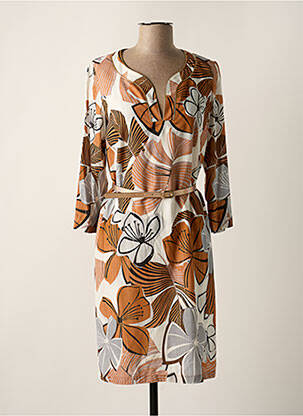 Rochie midi imprimeu floral mâneci 3/4 maro GREGORY PAT femeie