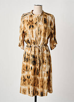 Rochie midi mâneci 3/4 mâneci 3/4 bej CREAM femeie
