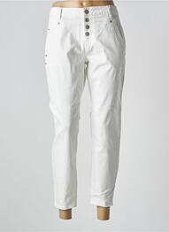 Pantalon 7/8 talie înaltă talie înaltă alb CREAM femme