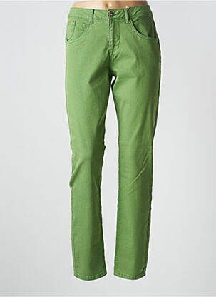 Pantalon slim țesătură poplin mărime normală verde CREAM femeie