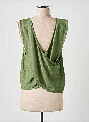 Top croială fluidă fără mâneci verde PIECES femeie