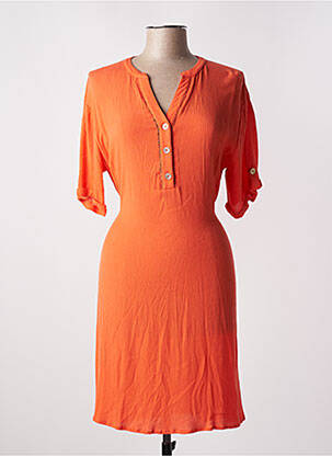 Rochie midi mâneci 3/4 mâneci 3/4 portocalie CANAT femeie
