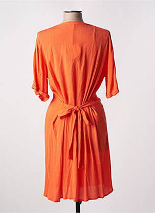Rochie midi mâneci 3/4 mâneci 3/4 portocalie CANAT femeie