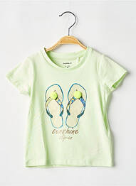 Tricou croială cambrată mâneci scurte verde NAME IT fille