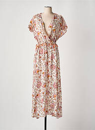 Rochie lungă imprimeu floral mâneci scurte bej B.YOUNG femme