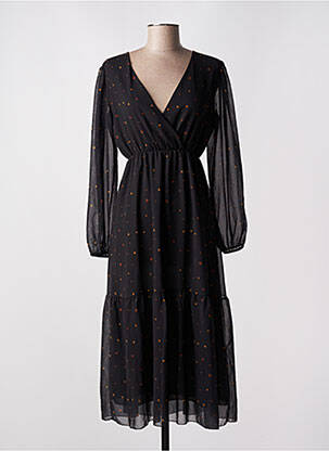 Rochie midi țesătură crep mâneci lungi negru PAKO LITTO femeie