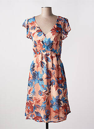 Rochie midi imprimeu floral mâneci scurte portocalie B.YOUNG femeie
