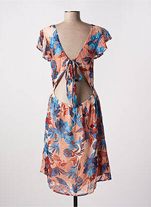 Rochie midi imprimeu floral mâneci scurte portocalie B.YOUNG femeie