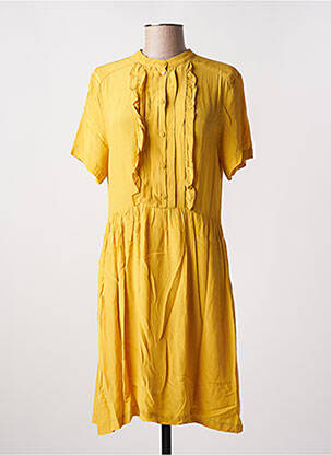 Rochie midi mâneci scurte mâneci scurte galben ARTLOVE femeie