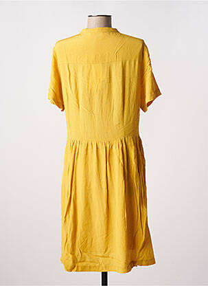 Rochie midi mâneci scurte mâneci scurte galben ARTLOVE femeie