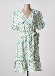 Rochie midi imprimeu fantezie mâneci scurte verde ATELIER REVE femme