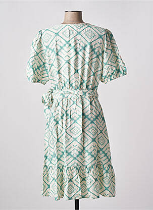 Rochie midi imprimeu fantezie mâneci scurte verde ATELIER REVE femeie