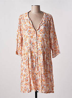 Rochie midi imprimeu floral mâneci 3/4 portocalie PAKO LITTO femeie