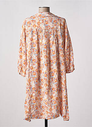 Rochie midi imprimeu floral mâneci 3/4 portocalie PAKO LITTO femeie