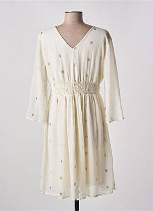 Rochie midi mâneci 3/4 mâneci 3/4 bej VERO MODA femeie