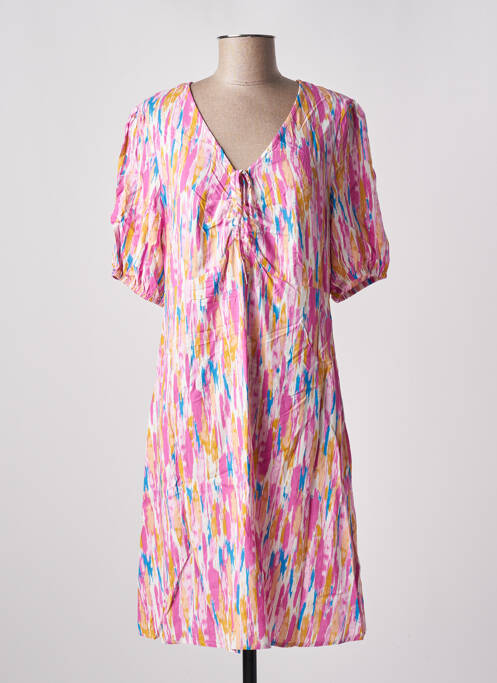 Rochie midi croială fluidă mâneci scurte roz B.YOUNG femme