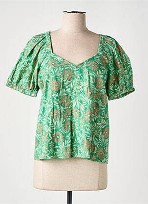 Top țesătură crep mâneci scurte verde VERO MODA femeie