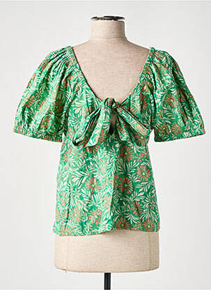 Top țesătură crep mâneci scurte verde VERO MODA femeie