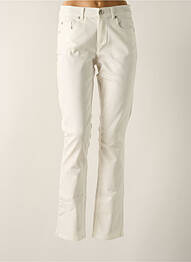 Pantalon slim țesătură poplin talie înaltă alb ENJOY femme