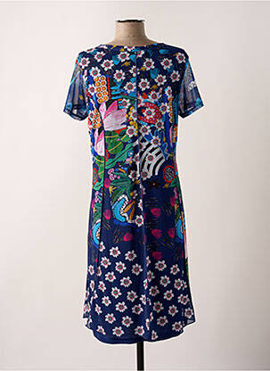 Rochie midi imprimeu floral mâneci scurte albastru KALISSON femeie