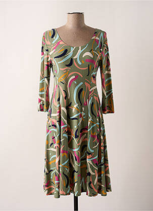 Rochie midi mâneci 3/4 mâneci 3/4 verde REVD'ELLE femeie