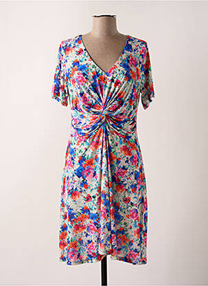 Rochie midi imprimeu floral mâneci scurte albastru REVD'ELLE femeie