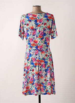 Rochie midi imprimeu floral mâneci scurte albastru REVD'ELLE femeie