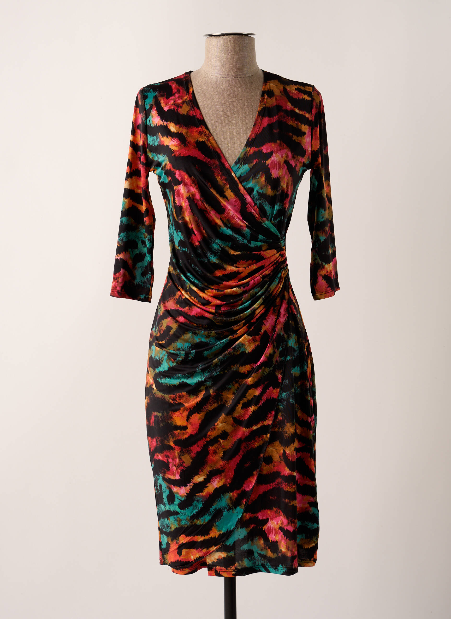 Rochie midi mâneci 3/4 mâneci 3/4 negru REVD'ELLE femeie