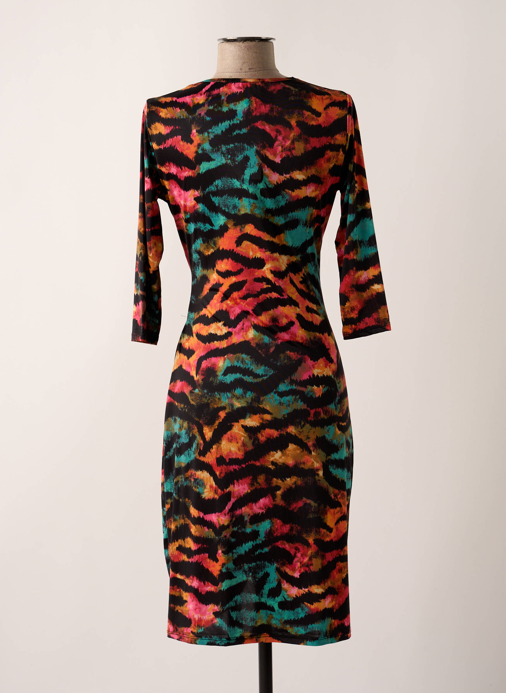 Rochie midi mâneci 3/4 mâneci 3/4 negru REVD'ELLE femeie