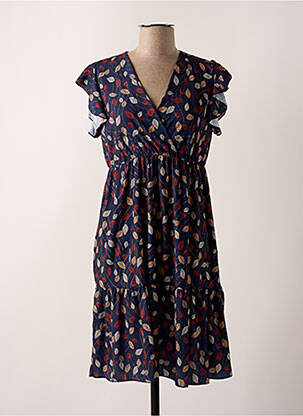 Rochie scurtă mâneci scurte mâneci scurte albastru VICTORIA femeie