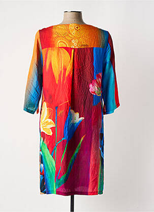 Rochie midi imprimeu floral mâneci 3/4 portocalie VEGA'S femeie