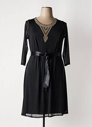 Rochie midi mâneci 3/4 mâneci 3/4 negru CARISAL femeie