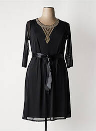 Rochie midi mâneci 3/4 mâneci 3/4 negru CARISAL femeie