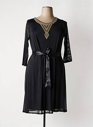 Rochie midi mâneci 3/4 mâneci 3/4 negru CARISAL femeie