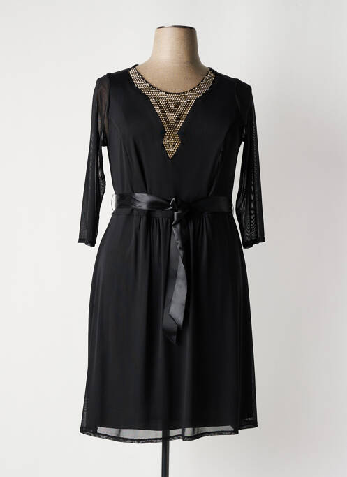 Rochie midi mâneci 3/4 mâneci 3/4 negru CARISAL femme