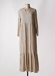 Rochie lungă mâneci lungi mâneci lungi bej INDI & COLD femeie