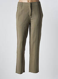 Pantalon chino închidere cu fermoar sub clapetă cu cârlig talie înaltă verde ARTLOVE femme