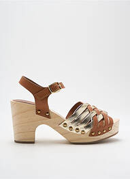 Sandale/pantofi decupați semi compensat toc de 4 la 6 cm maro COULEUR POURPRE femeie