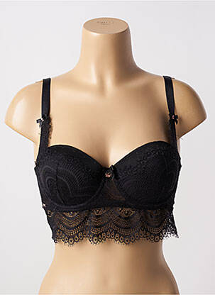 Sutien efect material satinat top sutien modelat negru ESCORT femeie