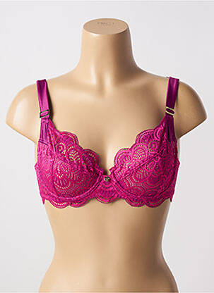 Sutien efect material satinat sutien cupe întregi cu decolteu înalt violet MORGAN femeie